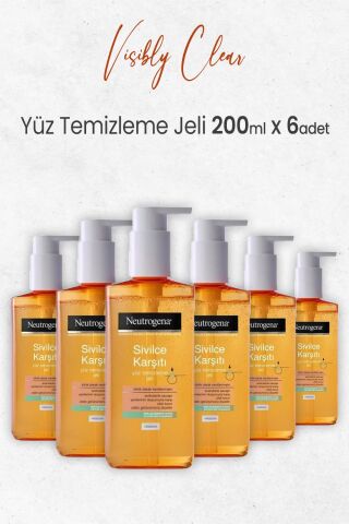 Neutrogena Visibly Clear Sivilce Karşıtı Yağsız Yüz Temizleme Jeli 200 Ml x 6 Adet