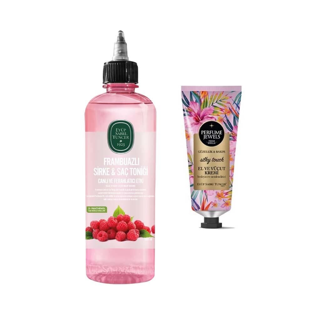 Frambuazlı Sirke & Saç Toniği 500 ml Ve Pj El Ve Vücut Kremi Sılky Touch 50 Ml