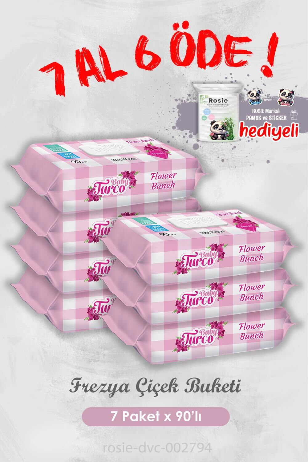 Frezya Çiçek Buketi 90 Yaprak Islak Havlu 7 Al 6 Öde  ve Rosie