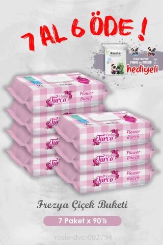 Frezya Çiçek Buketi 90 Yaprak Islak Havlu 7 Al 6 Öde  ve Rosie