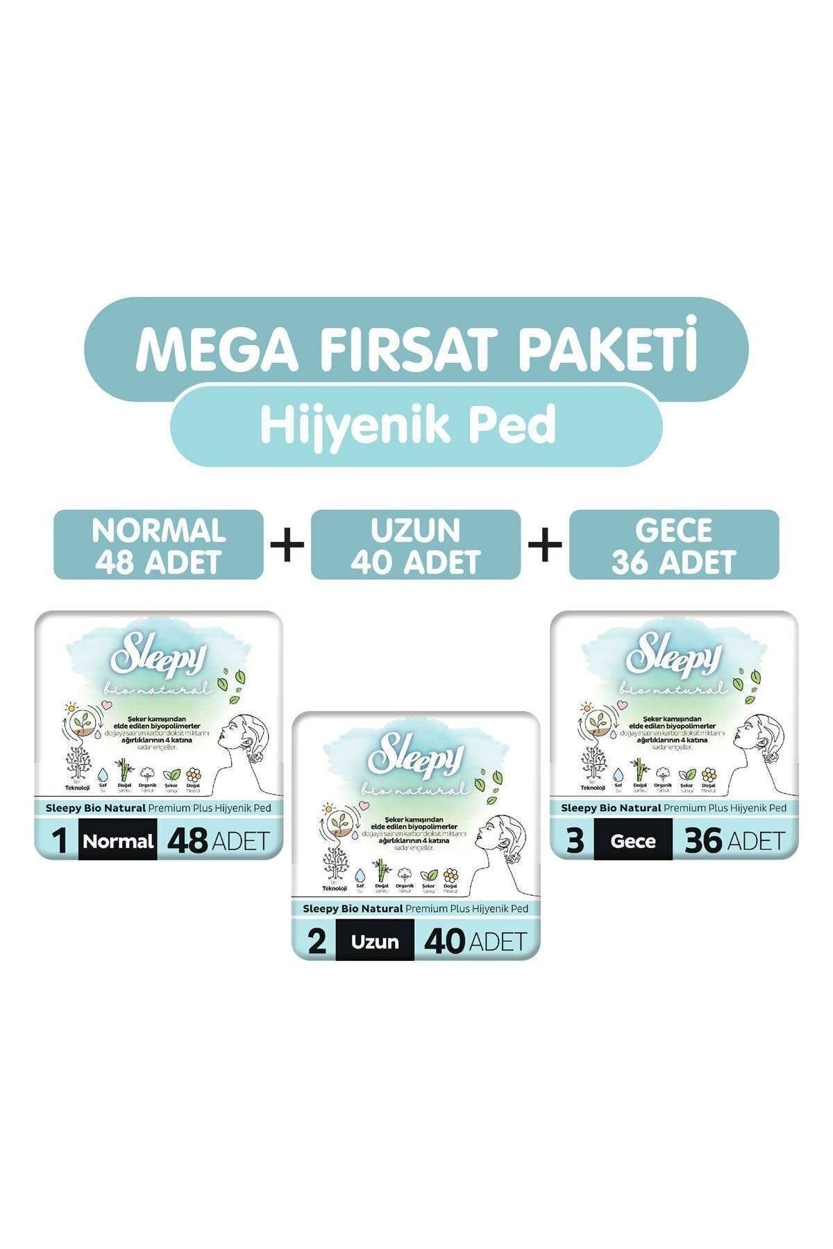Sleepy Bio Natural Premium Plus Hijyenik Ped 124'lü Ped Mega Fırsat Paketi