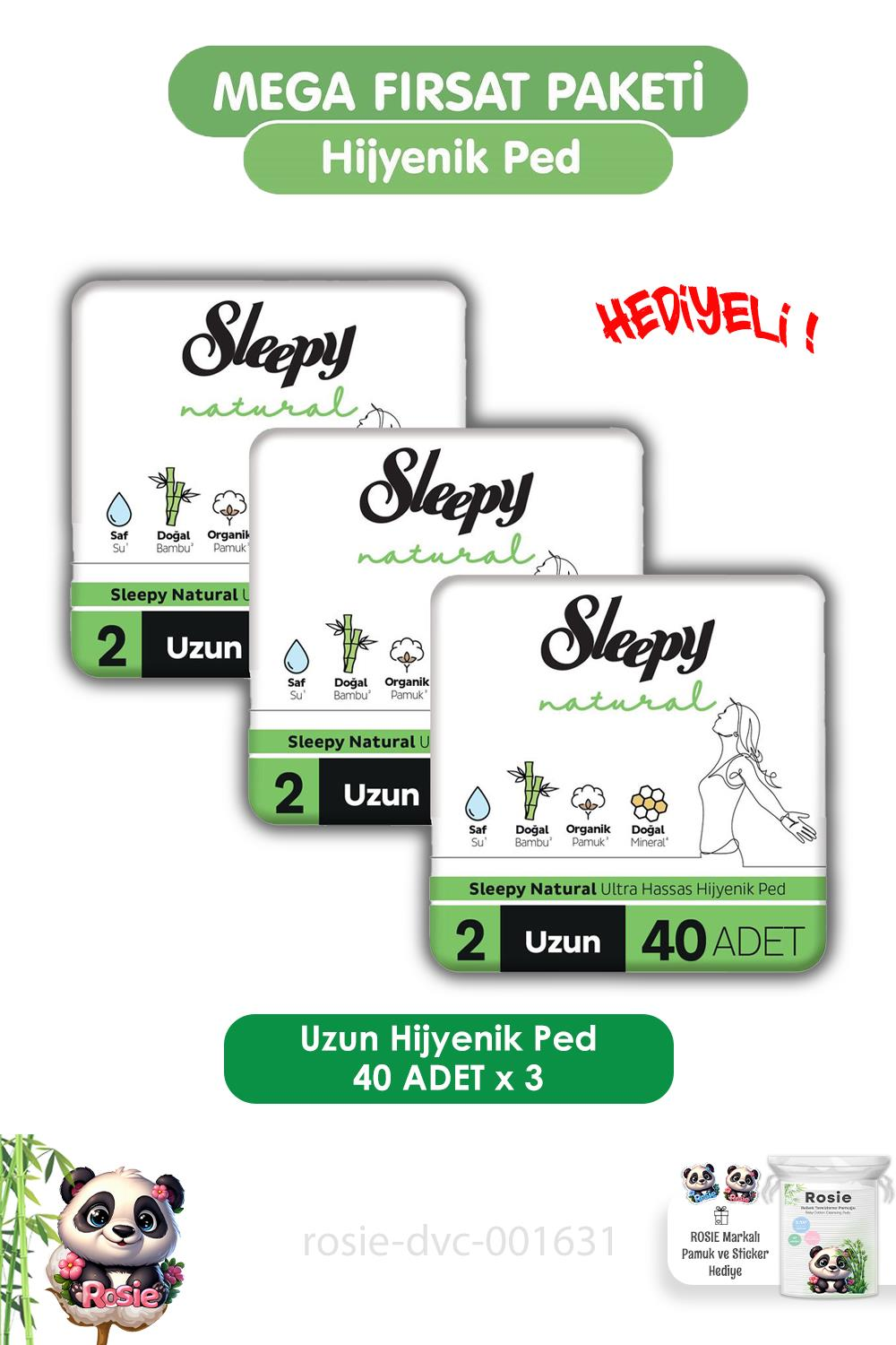 Sleepy Natural Ultra Hassas Hijyenik Ped Uzun 120 Adet Ped ve ROSIE