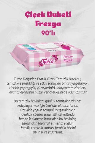 11 Al 9 Öde Frezya Çiçek Buketi 90 Yaprak Islak Havlu ve Rosie