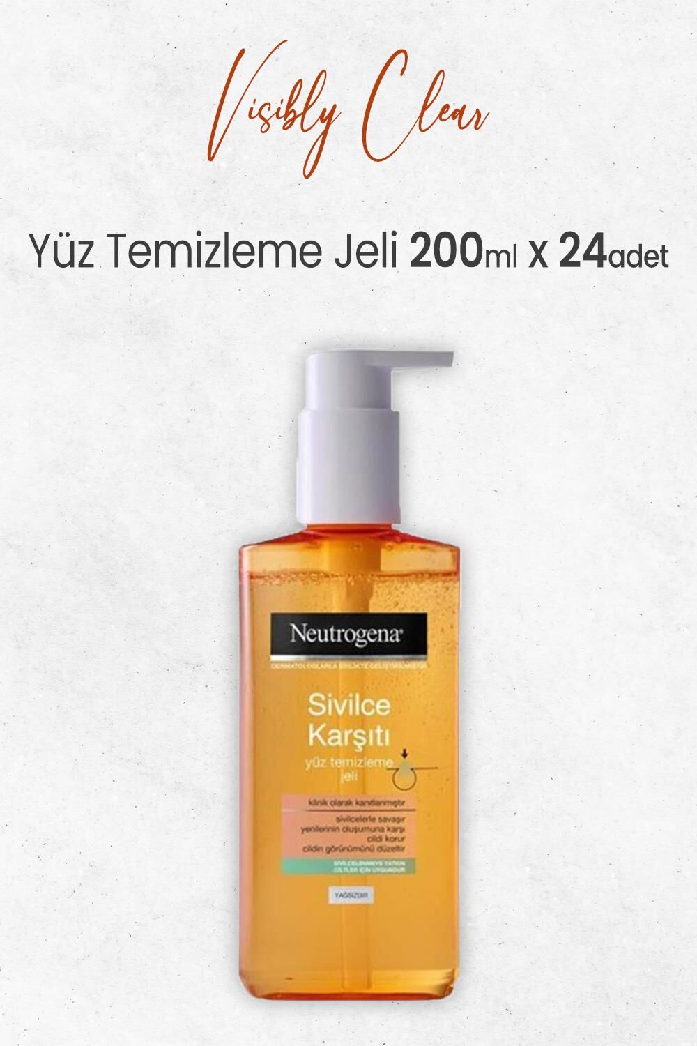 Neutrogena Visibly Clear Sivilce Karşıtı Yağsız Yüz Temizleme Jeli 200 Ml x 24 Adet