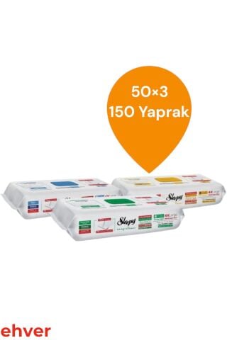 Sleepy 3'Lü Easy Clean Mopa Uyumlu Karma Yer Temizlik Havlusu (150 Yaprak)