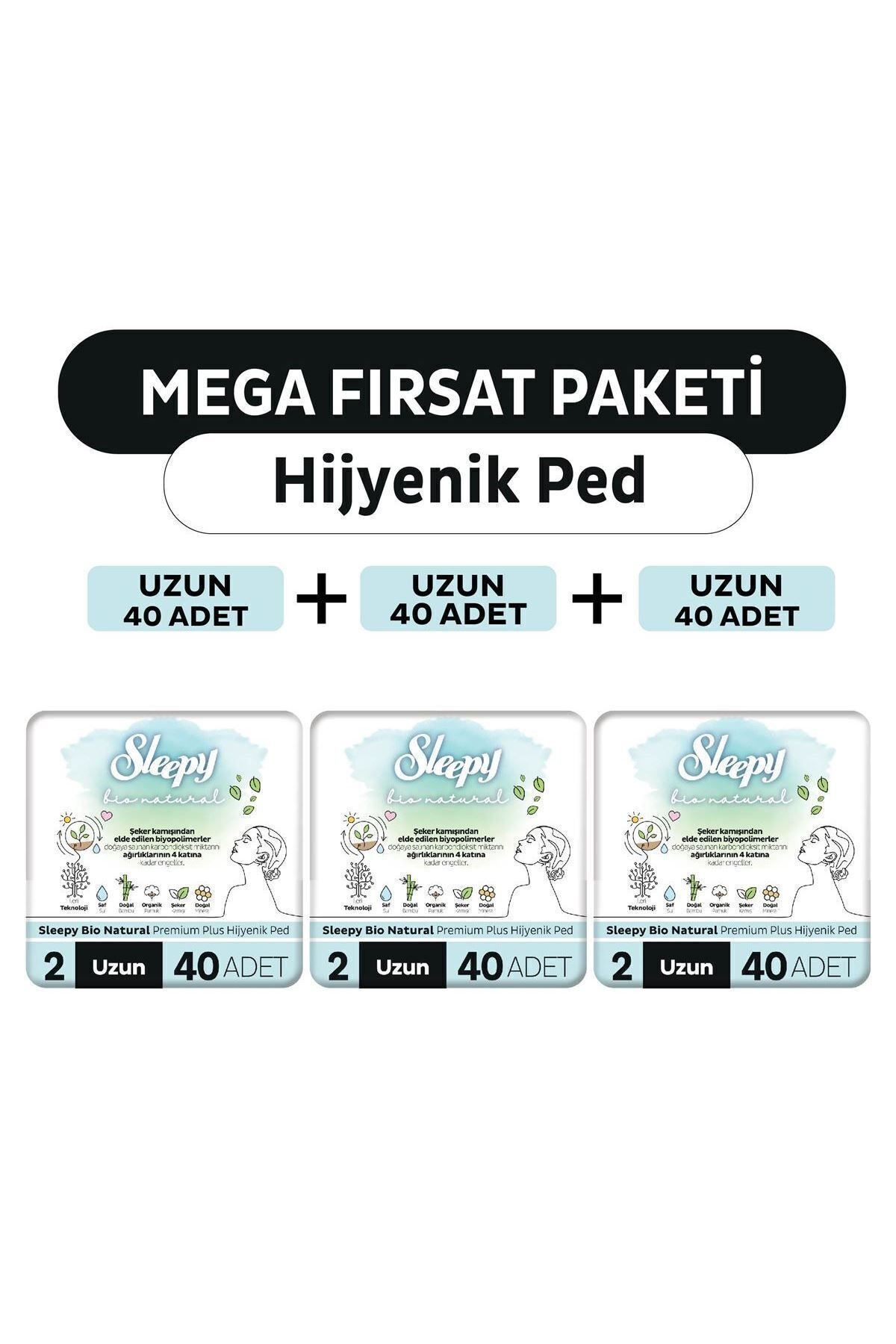 Sleepy Bio Natural Premium Plus Hijyenik Ped Mega Fırsat Paketi Uzun 120 Adet