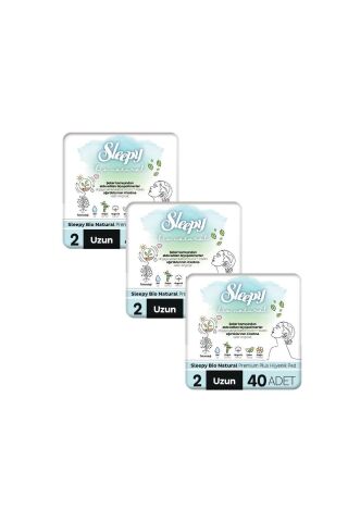 Sleepy Bio Natural Premium Plus Hijyenik Ped Mega Fırsat Paketi Uzun 120 Adet