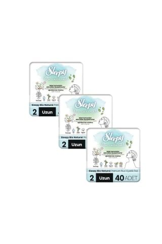 Sleepy Bio Natural Premium Plus Hijyenik Ped Mega Fırsat Paketi Uzun 120 Adet