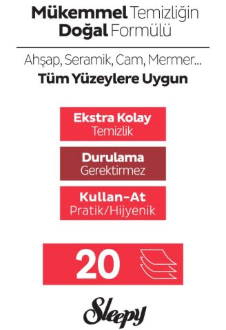 Sleepy 5'li Islak Mendil Easy Clean Mopa Uyumlu Set ve ROSIE pamuk hediye