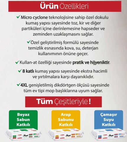 Sleepy 5'li Islak Mendil Easy Clean Mopa Uyumlu Set ve ROSIE pamuk hediye