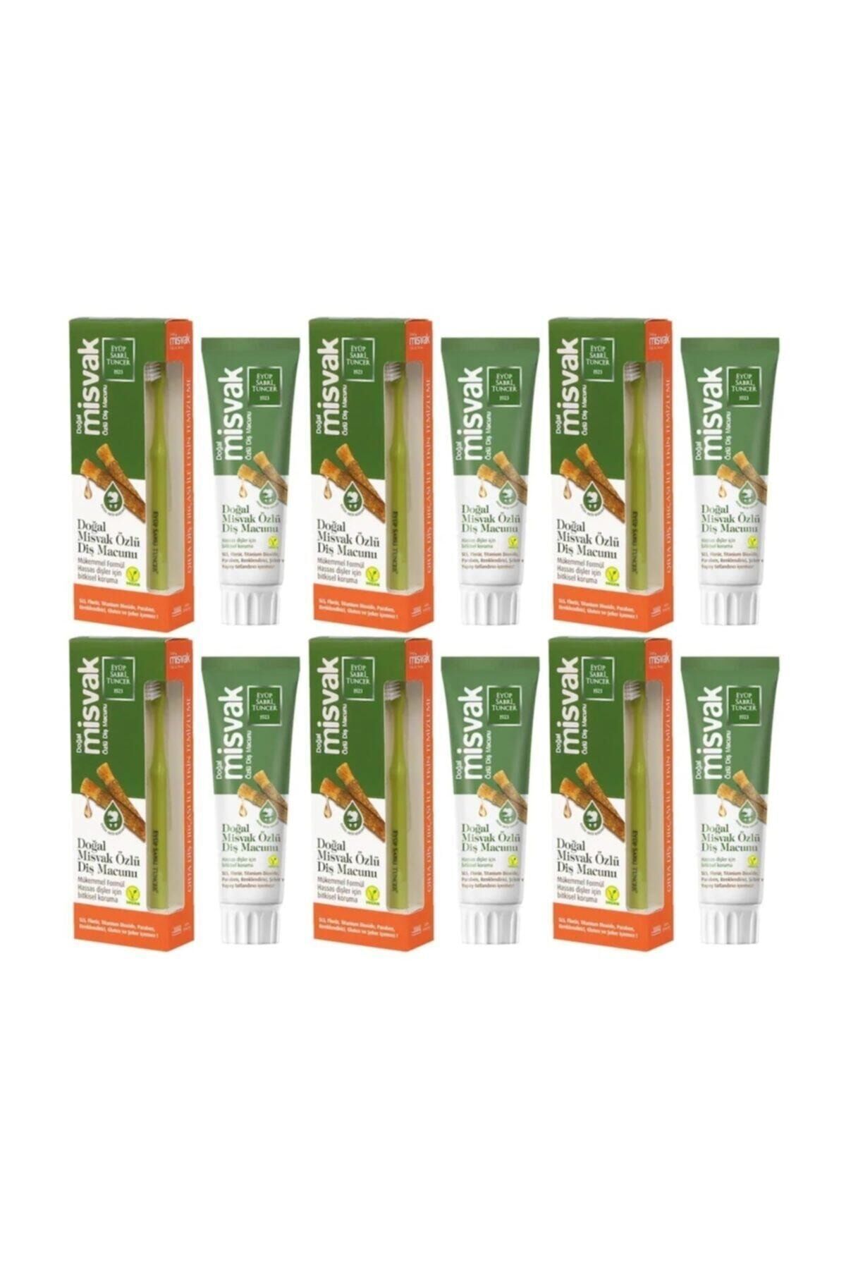 Eyüp Sabri Tuncer Doğal Misvak Özlü Diş Macunu 75 ml + Diş Fırçası Hediyeli x 6 Adet