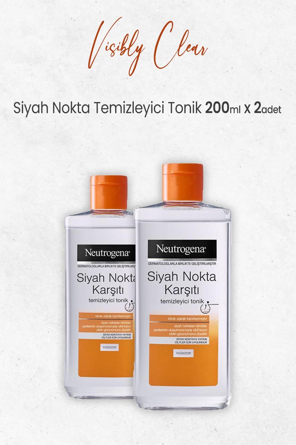 Neutrogena Visibly Clear Siyah Nokta Temizleyici Tonik 200 Ml x 2 Adet