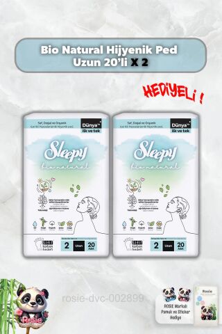 Hijyenik Ped Uzun 20'li Sleepy Bio Natural X 2 ve Rosie