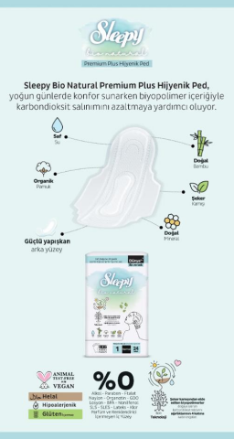 Hijyenik Ped Uzun 20'li Sleepy Bio Natural X 2 ve Rosie