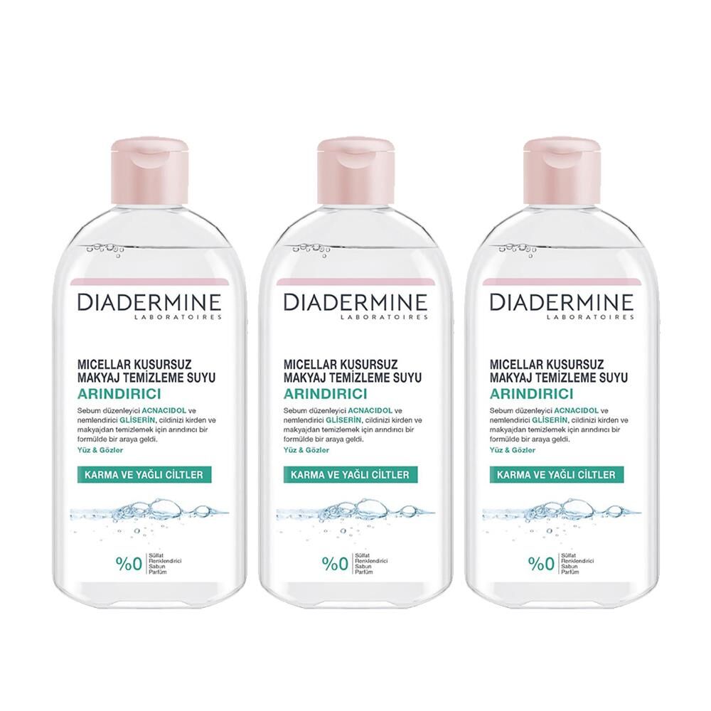Diadermine Arındırıcı Micellar Kusursuz Makyaj Temizleme Suyu 400 ml x 3 Adet