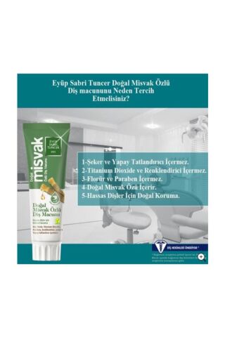 Eyüp Sabri Tuncer Doğal Misvak Özlü Diş Macunu 75 ml + Diş Fırçası Hediyeli x 4 Adet