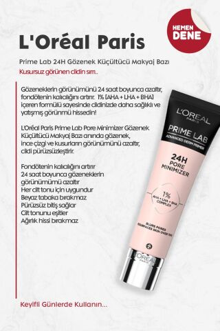 Loreal Paris Prime Lab 24H Gözenek Küçültücü Makyaj Bazı