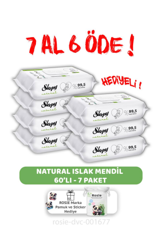 Sleepy 7 AL 6 ÖDE  Natural Yenidoğan Islak Bebek Havlusu 60'lı ve ROSIE