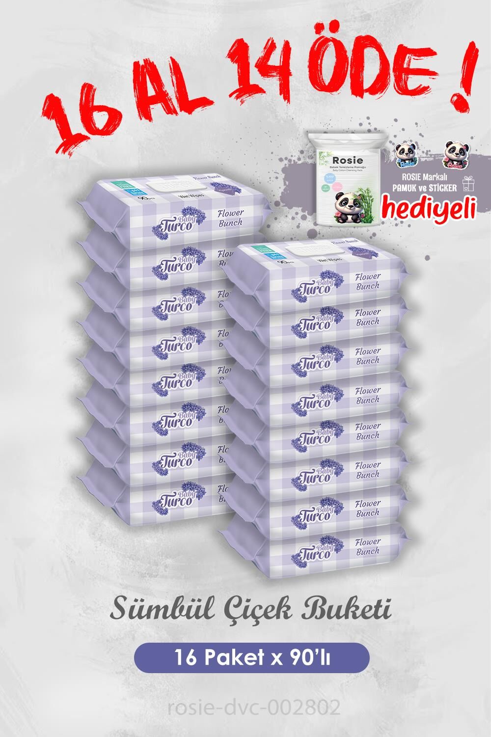 16 Al 14 Öde Sümbül Çiçek Buketi Islak Havlusu 90'lı Islak Mendil ve Rosie