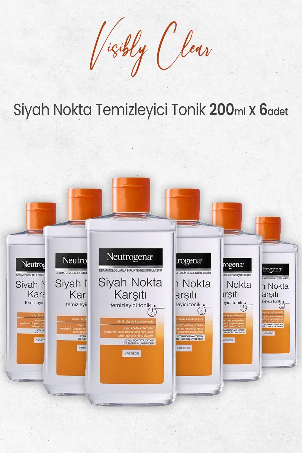 Neutrogena Visibly Clear Siyah Nokta Temizleyici Tonik 200 Ml x 6 Adet