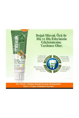 Eyüp Sabri Tuncer Doğal Misvak Özlü Diş Macunu 75 ml + Diş Fırçası Hediyeli x 3 Adet