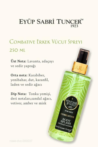 Combative Vücut Spreyi Men, Frambuaz Tonik, Macadamia Şampuan, Krem Bodrum Mandalinası ve Rosie