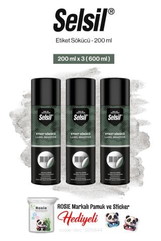 Selsil 3'lü Etiket Sökücü, 200 ml ve rosie pamuk