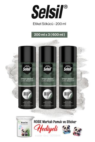 Selsil 3'lü Etiket Sökücü, 200 ml ve rosie pamuk