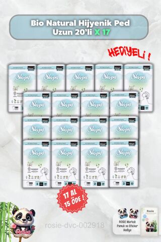Sleepy 17 AL 15 ÖDE Hijyenik Ped Uzun 20'li Bio Natural ve Rosie
