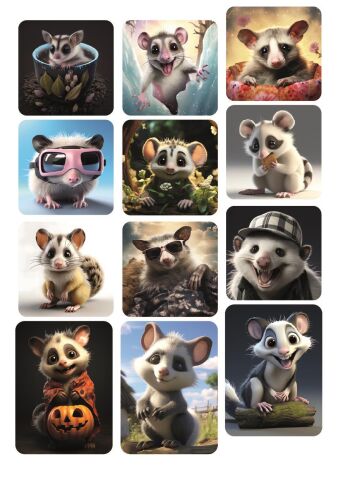 12 adet Fare Temalı Hayvan Serisi Sticker Sevimli