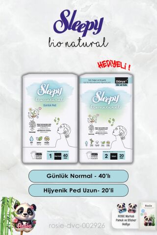 Sleepy Günlük Ped Normal 40'lı ve Hijyenik Uzun 20'li Bio Natural ve Rosie