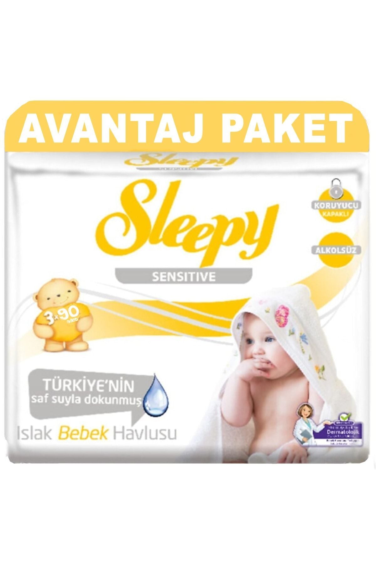 Sensitive Islak Havlu 90 Yaprak 3 Lü Avantaj Paket