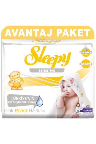 Sensitive Islak Havlu 90 Yaprak 3 Lü Avantaj Paket