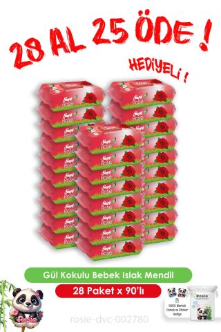 Sleepy 90'lı Gül Kokulu Bebek Islak Havlu 28 Al 25 Öde ve ROSIE