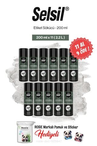 11 AL 9 ÖDE Selsil Etiket Sökücü 200 ml ve rosie pamuk