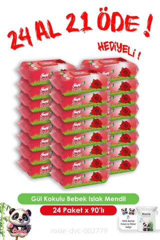 Sleepy 24 Al 21 Öde Gül Kokulu Bebek Islak Havlusu 90'lı ve Rosie