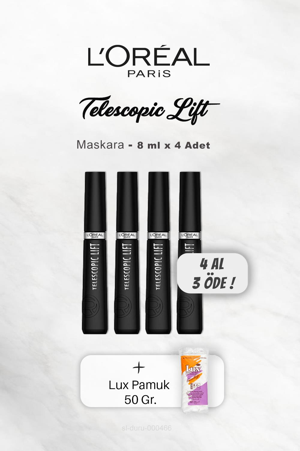 4 AL 3 ÖDE Loreal Paris Telescopic Lift Maskara, Pamuk