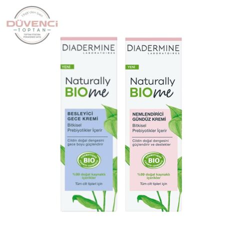 Diadermine Naturally Bio Me 2'li Krem Seti, Besleyici Gece Kremi + Nemlendirici Gündüz Kremi 50 ml