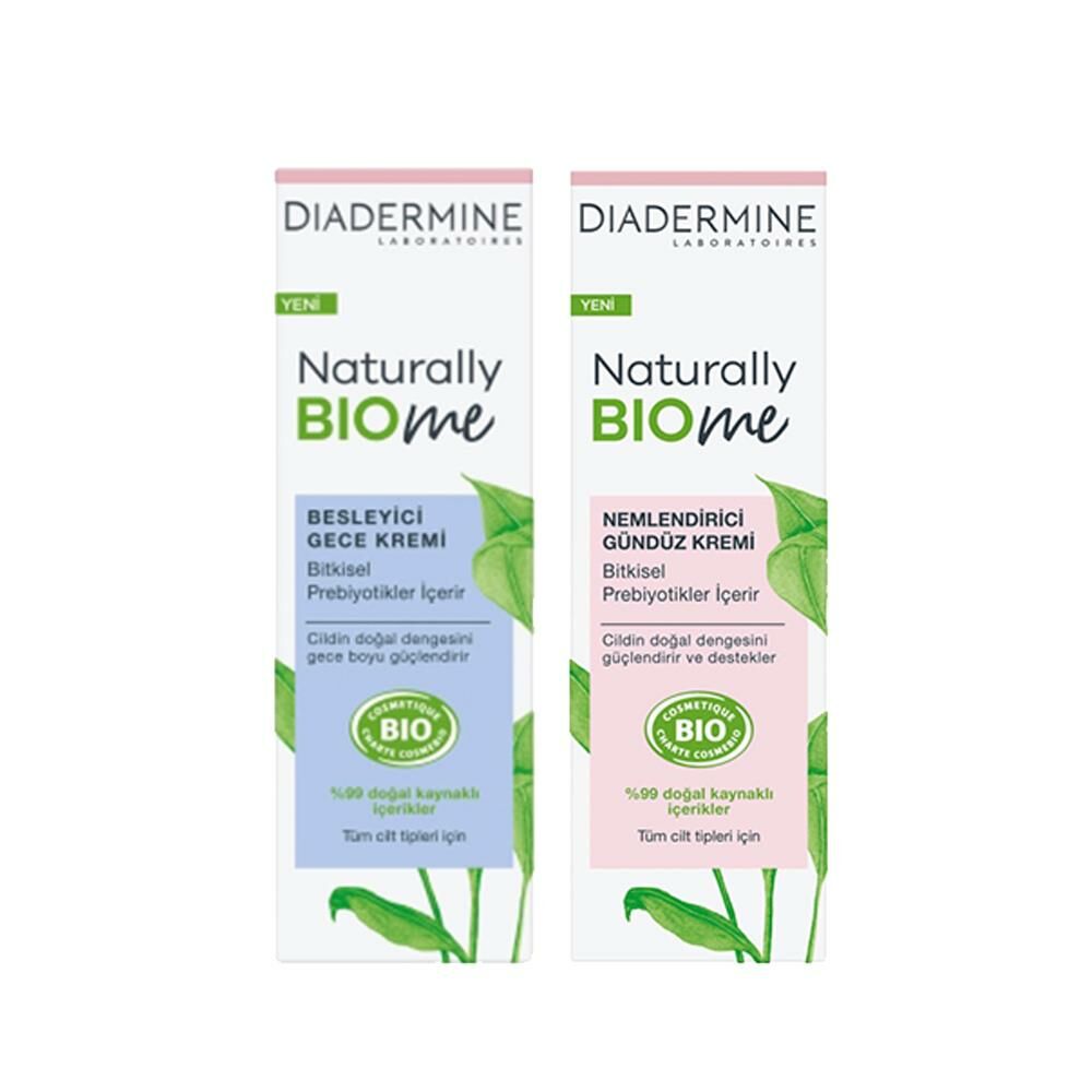 Diadermine Naturally Bio Me 2'li Krem Seti, Besleyici Gece Kremi + Nemlendirici Gündüz Kremi 50 ml