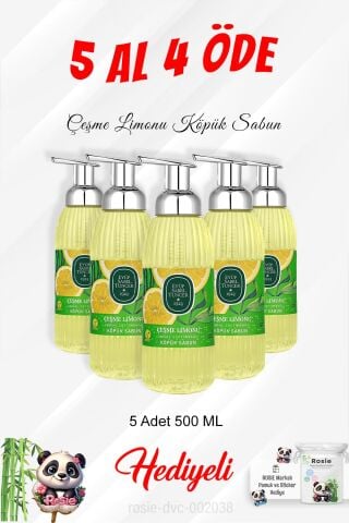 Köpük Sabun Çeşme Limonu 500 ML 5 Al 4 Öde ve Rosie Pamuk