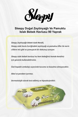 Sleepy Doğal Zeytinyağlı ve Pamuklu Islak Bebek Havlusu 90 Yaprak 5 Al 4 Öde ve Rosie Pamuk
