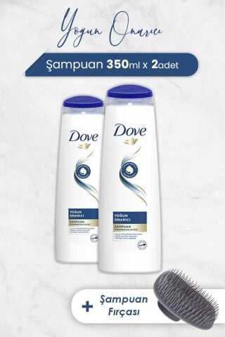 Dove Saç Bakım Şampuanı Yoğun Onarıcı 350 ml x 2 Adet ve Şampuan Fırçası