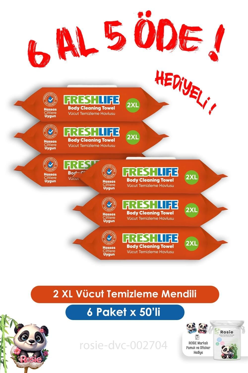 6 Al 5 Öde 50'li 2 XL Vücut Temizleme Havlusu