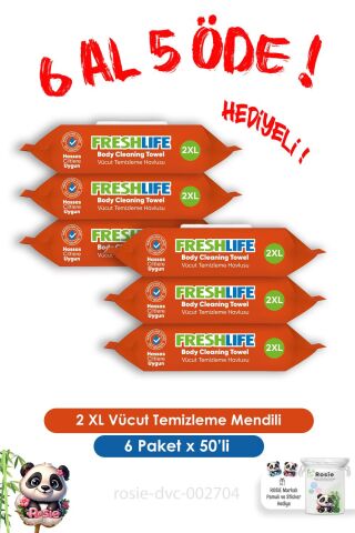 6 Al 5 Öde 50'li 2 XL Vücut Temizleme Havlusu