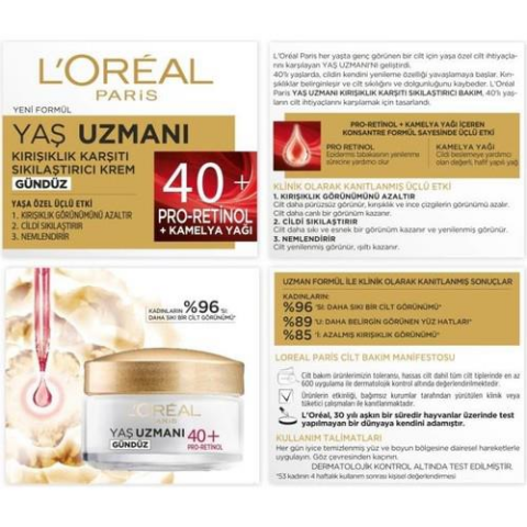 3 Adet Loreal Paris Kırışıklık Karşıtı Gündüz Kremi 40+ Pro-Retinol 50 ml ve ROSIE