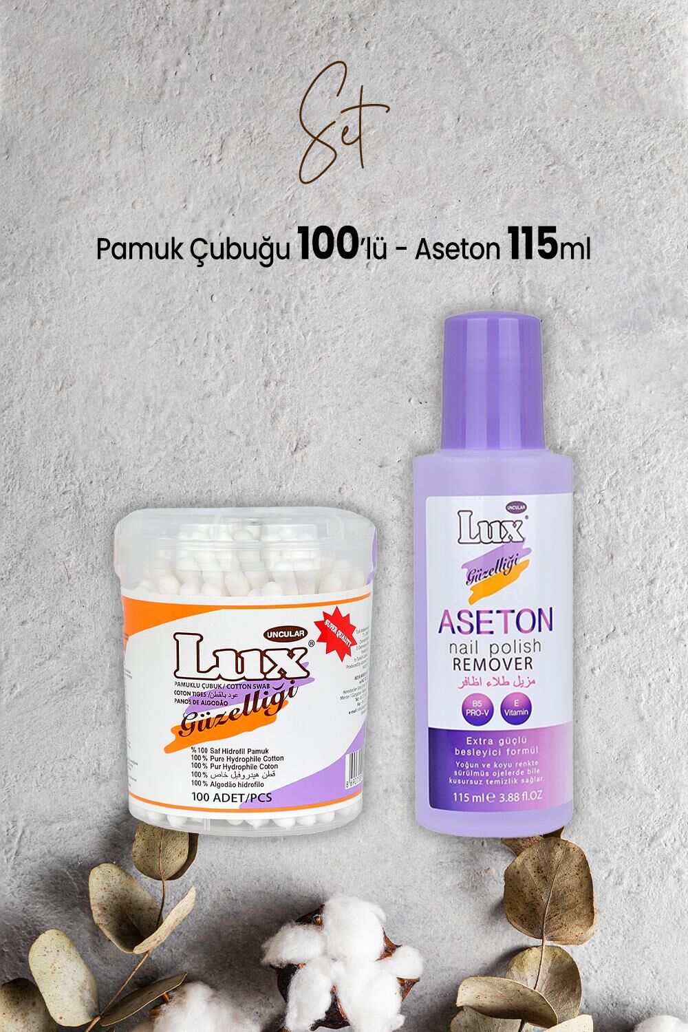 Lux Pamuk Çubuğu 100' lü ve Aseton 115 ml