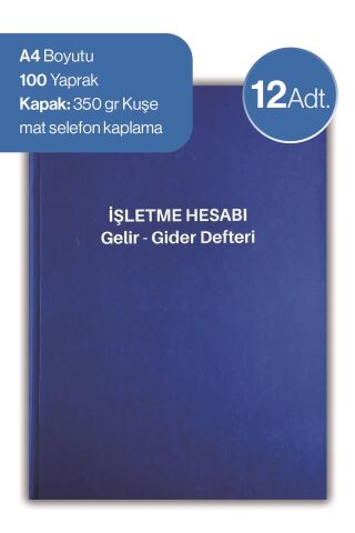 Düvenci İşletme Hesabı Gelir - Gider Defteri 12 adet