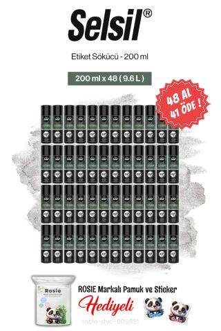 Selsil 200 ml, 48 AL 41 ÖDE Etiket Sökücü ve rosie pamuk