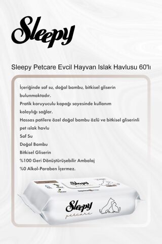 Sleepy Petcare Evcil Hayvan Islak Havlusu 60'lı 5 Al 4 Öde ve Rosie Pamuk