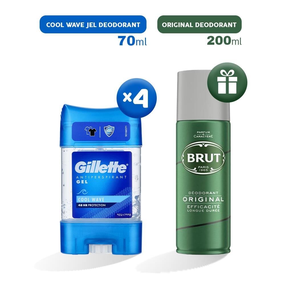 Gillette Jel Deodorant Cool Wave 70 ml x 4, Erkek Deodorant Hediyeli